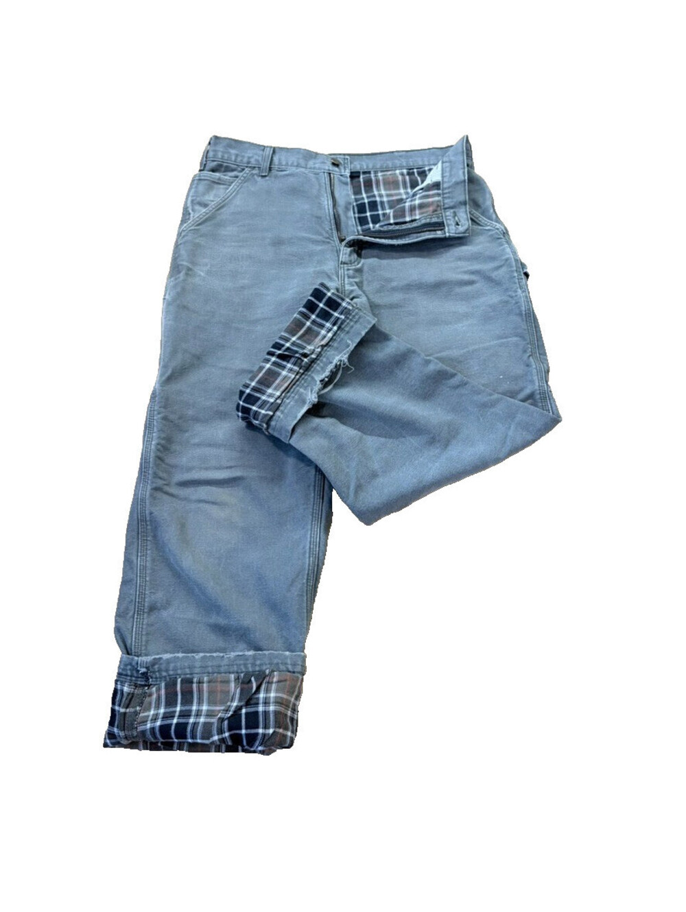 Carhartt B111 Flannel Lined Pants 33x30 Moss Green Faded